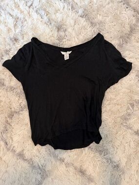 Black H&M Women's V-Neck Short Sleeve Top